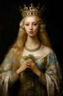 Painting of 18th-century English queen. AI Generated. Art Print